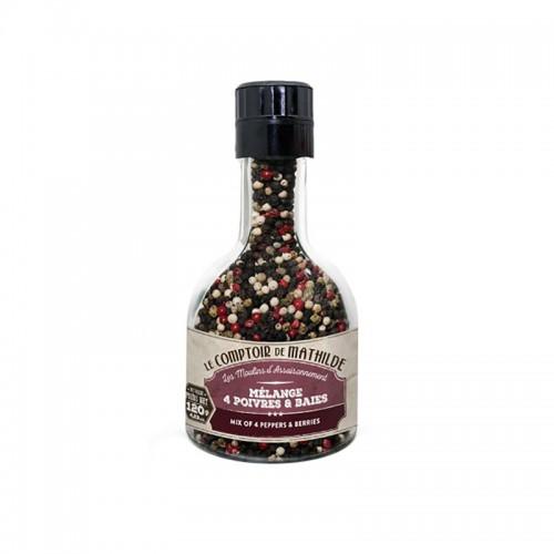 Moulin Empilable Mélange 4 Poivres Et Baies Le Comptoir de Mathilde 120G