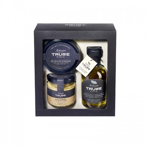 Coffret huile d'olive 100ML, sel de Guérande 60G et moutarde 80G