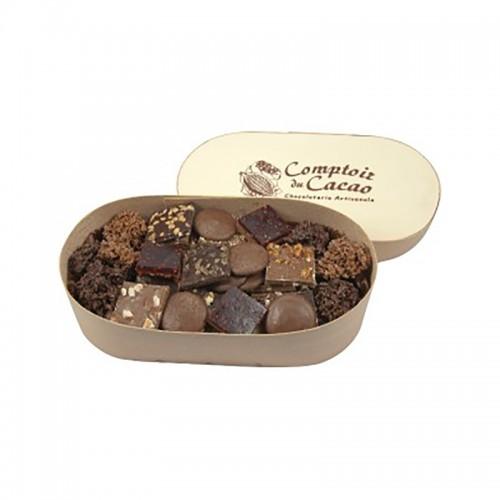 Assortiment palets, croustines, pralinés Boîte couvercle Comptoir du Cacao 300G