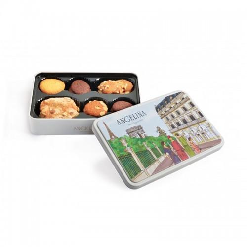 Boîte en fer d'assortiments de biscuits Angelina 70G