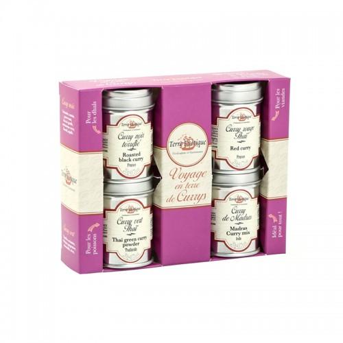 Coffret Curry noir, rouge, vert, jaune Terre Exotique 80G