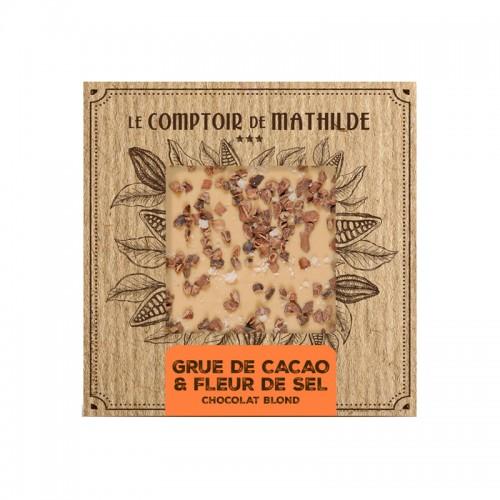 Tablette Chocolat Blond Grué Caramélisé & Fleur de Sel Le Comptoir de Mathilde 80G