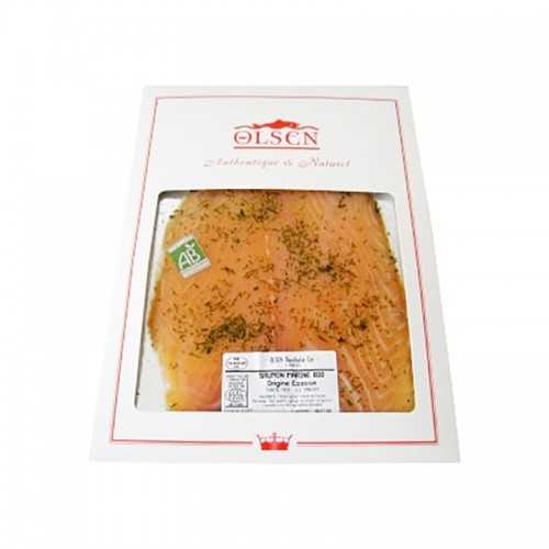 Saumon Bio Prestige mariné à l'aneth 2/3 tranches Olsen 150G