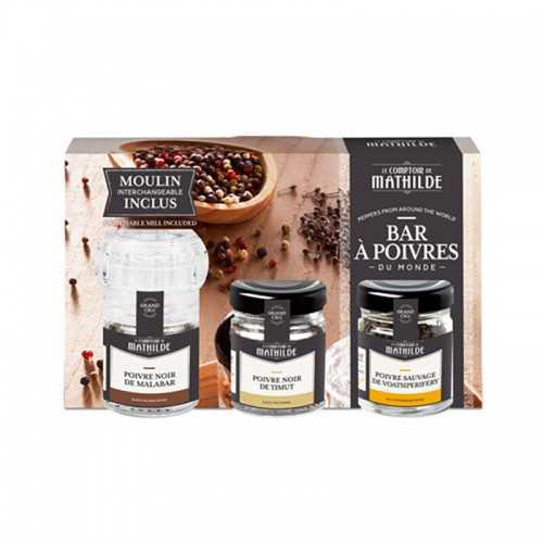 Coffret Bar à Poivres Du Monde 3x40G Le Comptoir de Mathilde