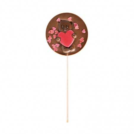Sucette Chocolat Au Lait Ourson Coeur Comptoir Mathilde 50G 