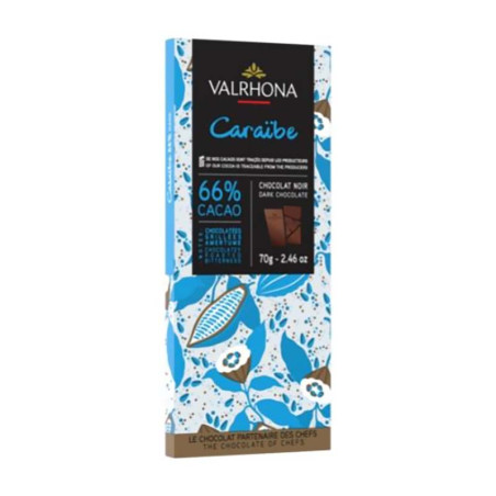 Tablette De Chocolat Noir 66% Caraïbe Valrhona 70G