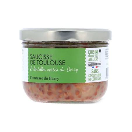 Saucisse de Toulouse et Lentilles Vertes Comtesse du Barry 360G