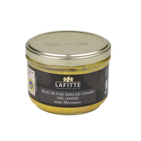 Bloc de foie gras de canard en morceaux (30%) en bocal 190G