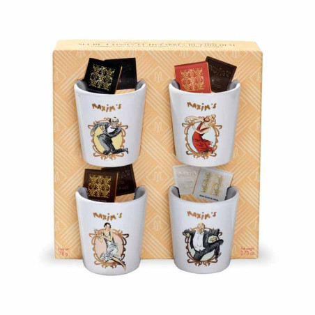 Coffret 4 tasses gourmandes 16 chocolats assortis Maxim's