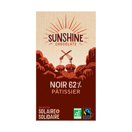 Tablette Chocolat Noir 62% Pour Patisserie Sunshine 200G