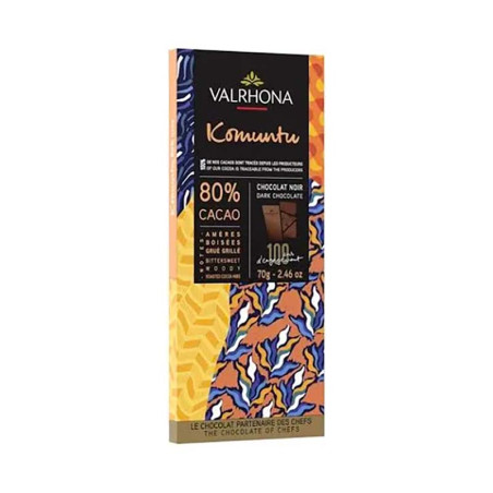 Tablette Chocolat Noir Komuntu 80% Valrhona 70G