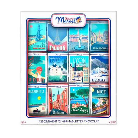 Etui France 12 Mini Tablettes de Chocolat 120G Sacré Marcel