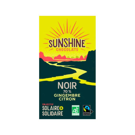 Tablette Chocolat Noir 70% Gingembre Citron Sunshine 100G