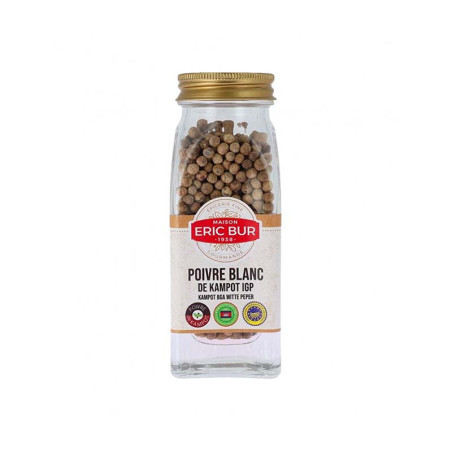 Poivre Blanc de Kampot en Grains Eric Bur 50G | Flacon en verre