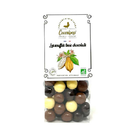 Soufflés 3 Chocolats Cocoripop 100G | Confierie Bio Chocolatée