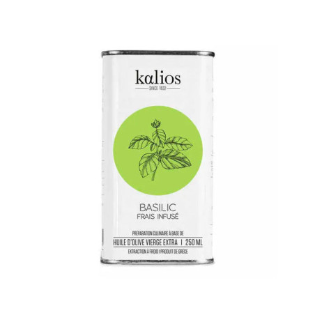 Huile d'Olive Infusée Au Basilic Kalios 250ML | Bidon en acier