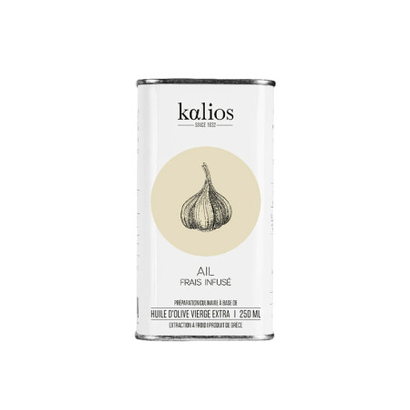 Huile d'Olive Infusée A l'Ail Kalios 250ML | Bidon en acier
