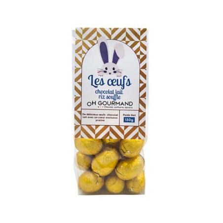 Sachet Oeufs de Pâques Riz Soufflé Chocolat Lait Oh Gourmand 150G