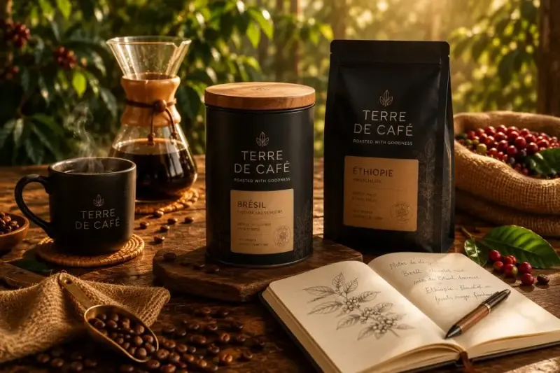 Nos marques Terres de Caf&eacute;